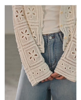 Antique Crochet Punching Long Sleeve Cardigan
