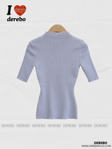 ハーフタートルネックスリムラインニットウェアTシャツ