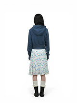 CUT OUT CROP HOOD ZIP-UP (INDIGO)