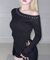 Stud Shirring Off Top (3colors)