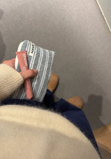 Terry stripe flat pouch - gray , S size