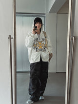 Coil camo snap parachute pants