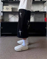 AO cross embroidery Bermuda sweatpants