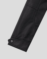 Kale Panel High-Neck Leather Jacket