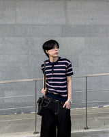 Diron Striped Henley Knit