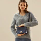 ISLE MINI CROC ショルダーレザーバッグ / Wani Navy