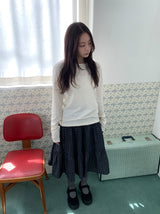 Zikan Check Shirring Midi Skirt