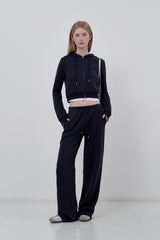 KIRSH プレーンスリムフィットクロップパーカージップアップ [DARK NAVY]