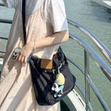 Washed Denim Crossbody Tote Bag