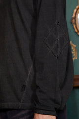 DYED ARGYLE LONG SLEEVE T SHIRT / CHARCOAL