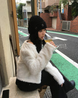 Banding black loose boots cut pants