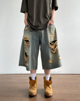 Western Destroyed Bermuda Pants