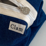 Clam round pouch _ Blue denim