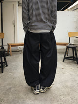 Tail Curved Wide Cotton Pants 4C