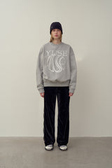 SWEATSHIRT EARTHYUSE NEEDLEWORK - GRAY