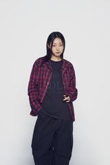 24FW ベーシックロゴチェックキルティングコーチジャケット レッド