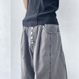 Washed Multi-Button Wide Pants