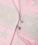 NORDIC KNIT ZIP UP HOODIE PINK(CV2FFUK680A)