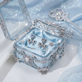 [Aespa Winter, Red Velvet Irene Piercing] Heart Crystal and Ribbon Piercing - Silver