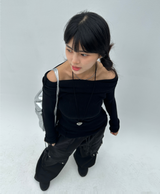 (SOFT-FIT/FALL EFFORTLESS CHIC) SOFT LONG SLIM BODY-SHAPING OFF-SHOULDER KNIT