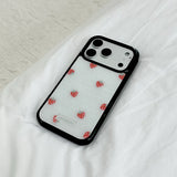 [MADE][Glass Bumper Case] Strawberry embroidered knit case Red