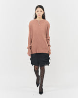 Bluesf merino wool henry neck knitwear - Peach
