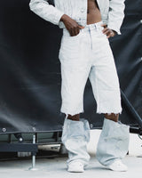 YUKIKARA "COLDWAX" HANDPAINTED DENIM JORTS UPCYCLED DISTRESSED (1OF1 UNRELEASED)