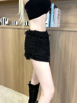 1419. Tweed damage short sk-pt (2color)