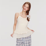 Feminine Double Strap Layered Frill Blouse