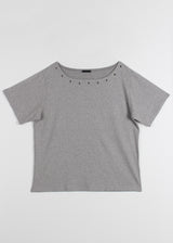 EYELET OFF SHOULDER TEE