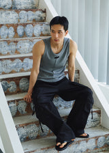 Reverse labeling sleeveless(Gray)