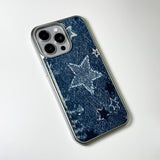 Faded Denim Stardust Phone Case Blue Indigo (SV_Epoxy)