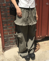 Karen frill cargo layered skirt pants