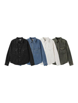 Denim Vintage Washed Double Pocket Boxy Shirt