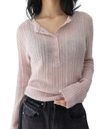 Nata Henley Neck Ribbed Knit Top
