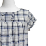 (2color) Double Button Check Flare Blouse