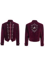 Metal Button Sparkle Stand Collar Jacket
