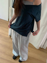 ハボイルルーズフィットVネックスラブ半袖Tシャツ
