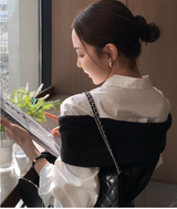 Rope Mood Layered Off-Shoulder Knit / 4 colors