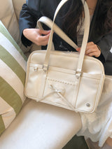 Classic ribbon school bag_cream