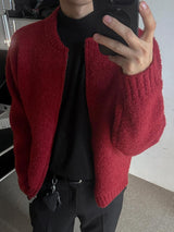 ASCLO Boucle Like Zip Up Cardigan (4color)