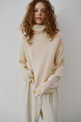 Kid mohair turtle neck knit (Grey)