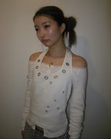 Eyelet halterneck sleeveless - White
