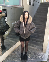 Fur hood vintage jumper