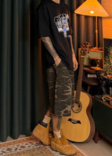 One-Tuck Camo Shorts 