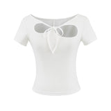Liora Ribbon Cutout Tee