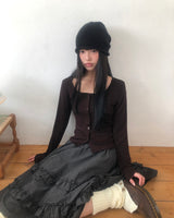 Enru Slim Fit Sleeveless & Cardigan Set