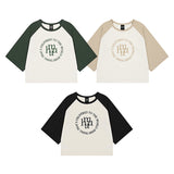 STITCH LOGO RAGLAN HALF T-SHIRT [3color]