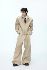 Rhinestone Sequin Pleated Trousers