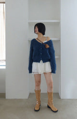 CLOUD FUR KNIT CARDIGAN (BLUE)